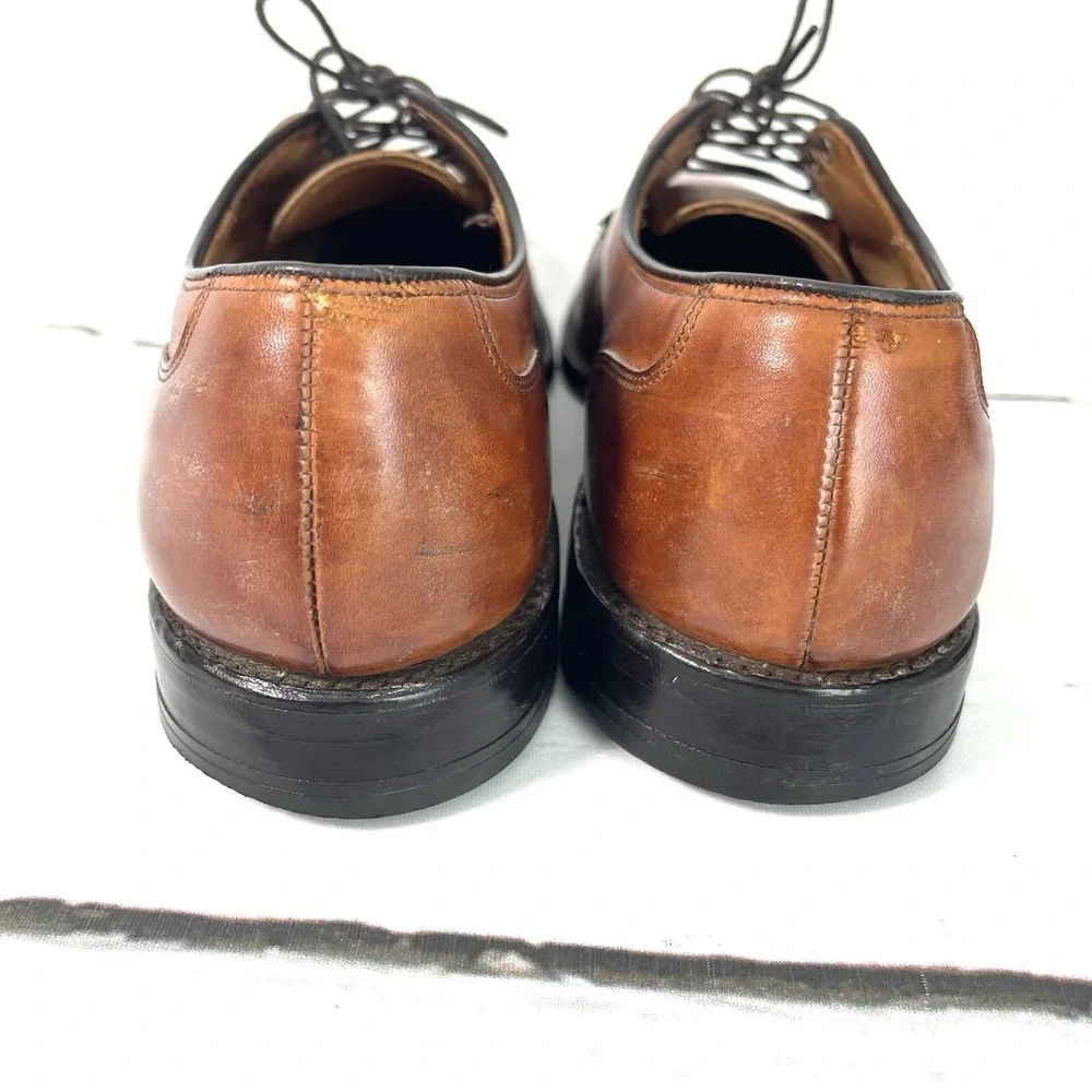 Allen Edmonds Margate Shoes Men's 10A Brown Oxfords Leather Cap Toe